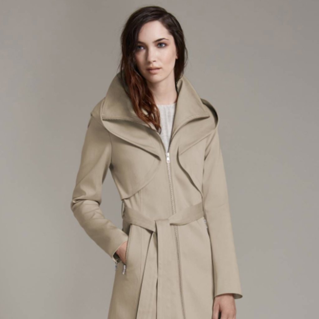 Soia & Kyo Cream Trench Coat With Dramatic Collar